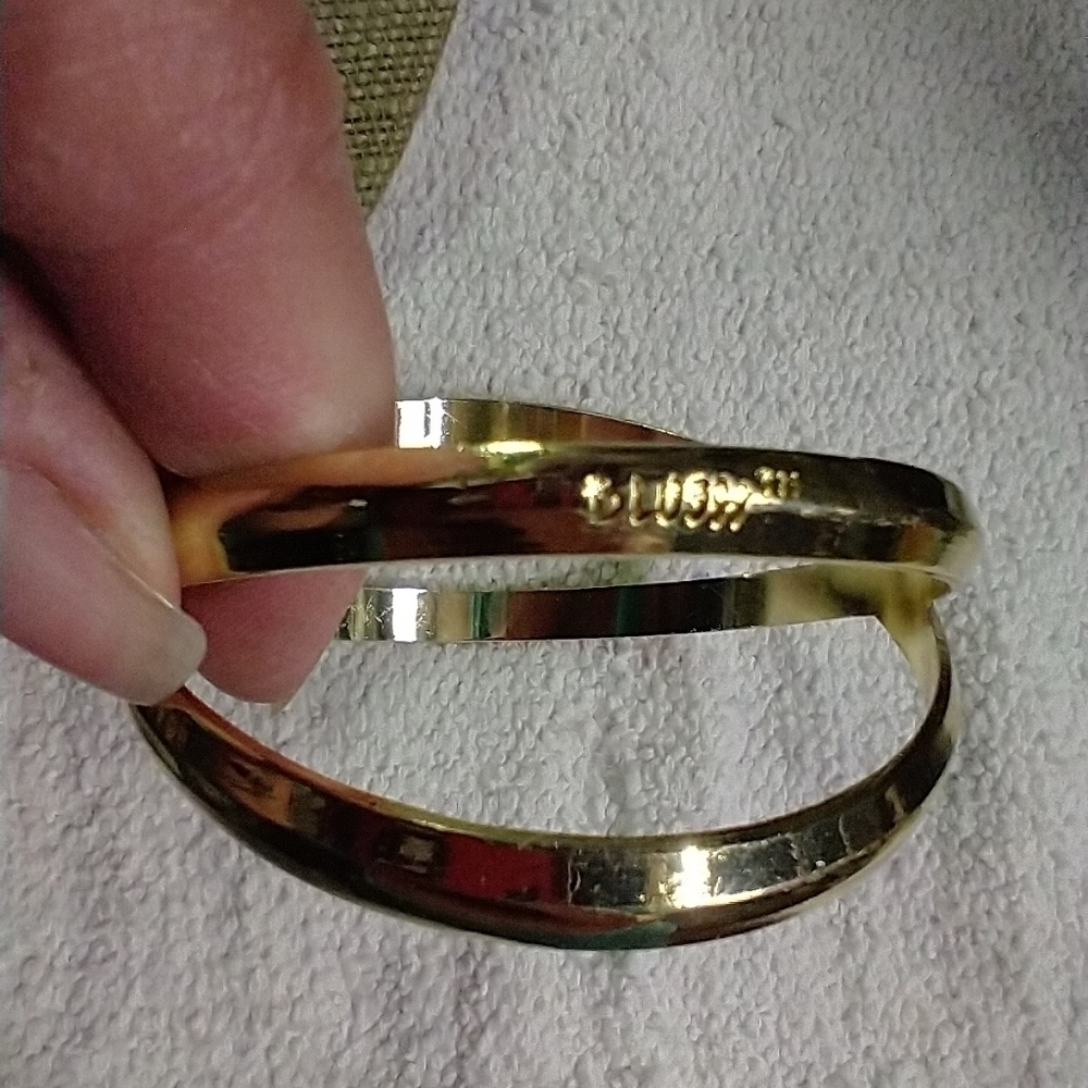 Blush goldtone bangle wide bracelet